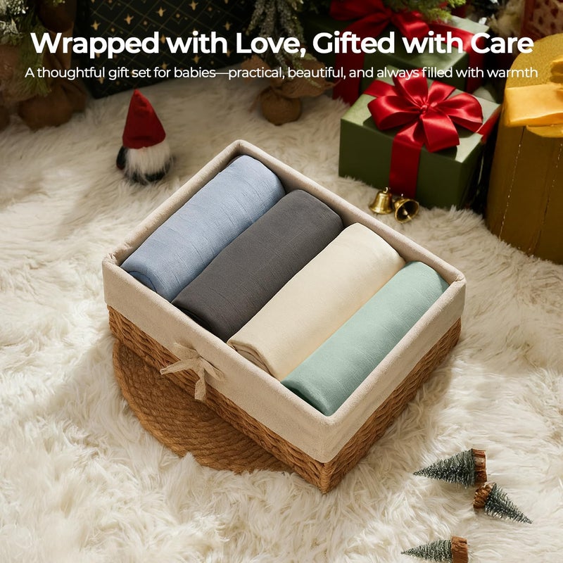 CottCare Muslin Swaddle Blankets for Babies, 4-Pack Ultra Soft Breathable Receiving Blankets, Large 45''x45'' Baby Wraps for Boys Girls, Newborn Essentials Shower Gifts - Image 5